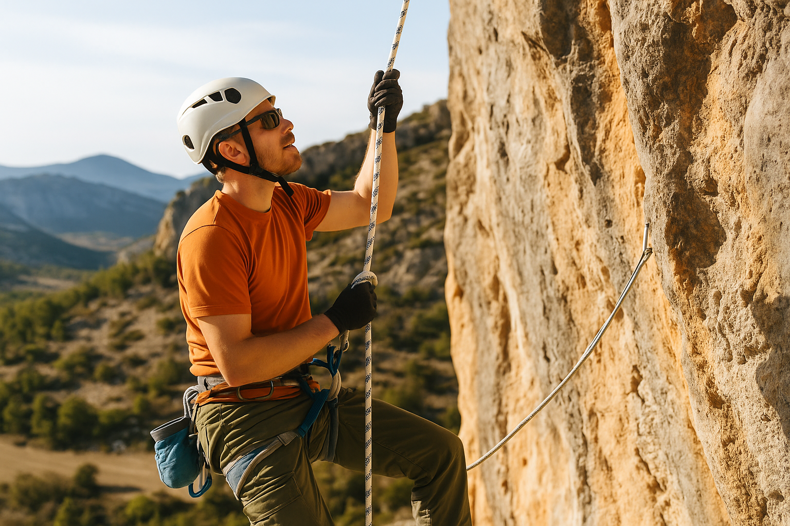 Rope used in mountain climbing or rappelling